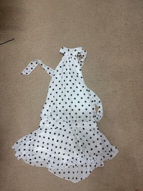 SHEIN White Dress with Black Polka Dots